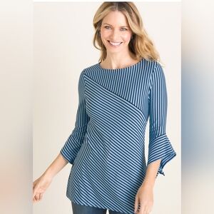 Chicos Split-Stripe Top Size 3